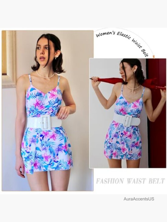3 Inch Wide Stretchy Elastic Waist Belt Chunky Buckle Cinch